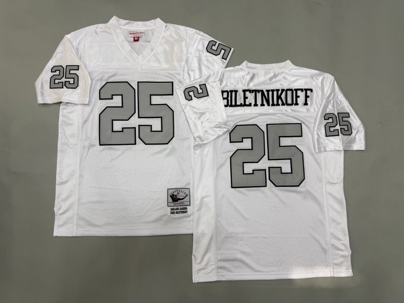 Men 2025 Nike Oakland Raiders #25 Biletnikoff white Throwback Limited NFL Jersey style 001->oakland raiders->NFL Jersey